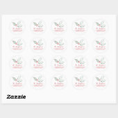 Sticker Rond Aquarelle Holly Script Retourner Adresse Blanc Rou (Feuille)