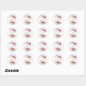 Sticker Rond Aquarelle Holly Wreath Christmas Custom (Feuille)