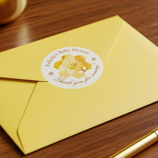 Sticker Rond Aquarelle Honeypeb Flower & Baby shower Bee