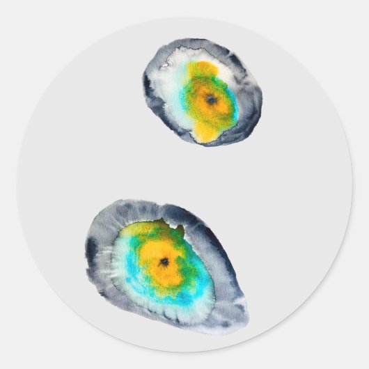 Sticker Rond aquarelle huîtres abstraites (Devant)