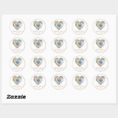 Sticker Rond aquarelle Hydrangea Rose Fleurs Mariage Or (Feuille)