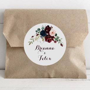 Sticker Rond Aquarelle illustrée Mariage de automne Enveloppe s