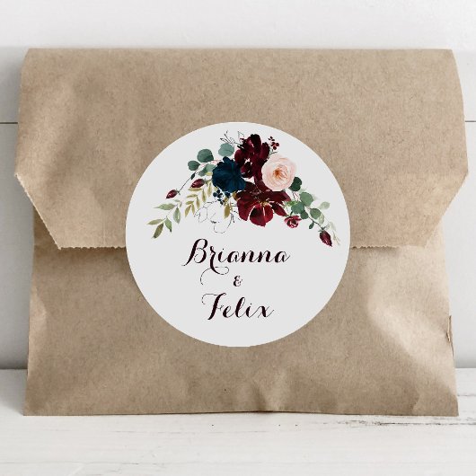 Sticker Rond Aquarelle illustrée Mariage de automne Enveloppe s