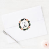 Sticker Rond Aquarelle intemporelle Mariage Floral Monogramme (Enveloppe)