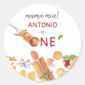 Sticker Rond Aquarelle italienne 1er anniversaire (Devant)