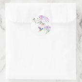 Sticker Rond Aquarelle Jardin Fleurs Hummingbird Bird Merci (Sac)