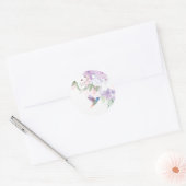 Sticker Rond Aquarelle Jardin Fleurs Hummingbird Bird Merci (Enveloppe)