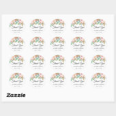 Sticker Rond Aquarelle Jardin Floral Mariage Favoriser Merci (Feuille)