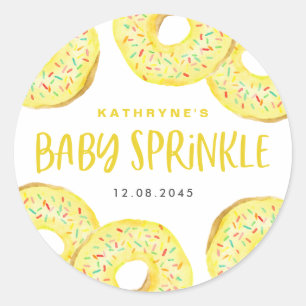 Sticker Rond Aquarelle Jaune beignets Merci d'arrosage