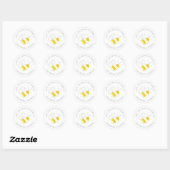 Sticker Rond Aquarelle jaune Bumble Bee Adresse de retour (Feuille)