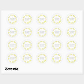 Sticker Rond Aquarelle jaune couronne florale (Feuille)