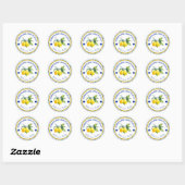 Sticker Rond Aquarelle jaune et bleu Limoncello fait maison (Feuille)