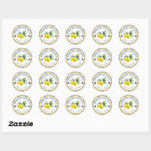 Sticker Rond Aquarelle jaune et bleu Limoncello fait maison (Feuille)