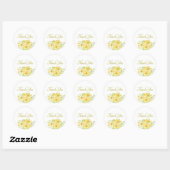 Sticker Rond Aquarelle jaune floral merci classique rond (Feuille)