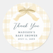 Sticker Rond Aquarelle jaune foncé Baby shower plaid & cabot (Devant)