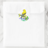 Sticker Rond Aquarelle jaune Goldfinch Violets violets (Sac)