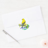 Sticker Rond Aquarelle jaune Goldfinch Violets violets (Enveloppe)