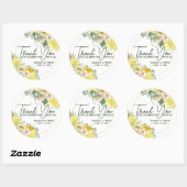 Sticker Rond Aquarelle jaune Merci Floral (Feuille)
