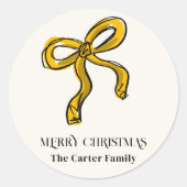 Sticker Rond Aquarelle Jaune Or Sketch Bow (Devant)