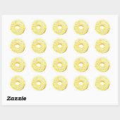 Sticker Rond Aquarelle Jaune Saupoudrer Donut Anniversaire (Feuille)