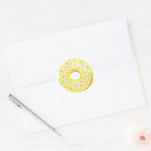 Sticker Rond Aquarelle Jaune Saupoudrer Donut Anniversaire (Enveloppe)
