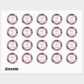 Sticker Rond Aquarelle jolie violet Floral 40 Fabuleux (Feuille)