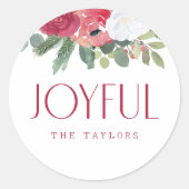 Sticker Rond Aquarelle Joyeuse Gras Floral Personnalisé (Devant)