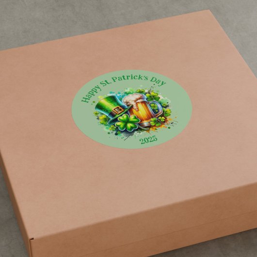 Sticker Rond Aquarelle Joyeux accessoire de la fête de la Saint