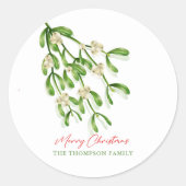 Sticker Rond Aquarelle Joyeux Noël Berry Branches (Devant)