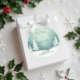 Sticker Rond Aquarelle Joyeux Noël et Bonne Année