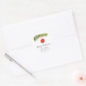 Sticker Rond Aquarelle Joyeux sapin de Noël Joyeux et lumineux (Enveloppe)