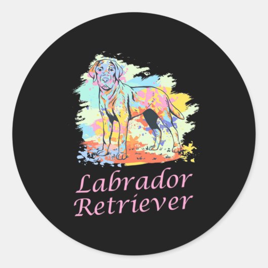 Sticker Rond Aquarelle Labrador Retriever (Devant)
