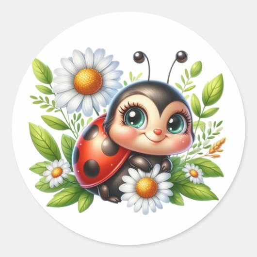 Sticker Rond Aquarelle Ladybug (Devant)