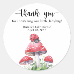 Sticker Rond Aquarelle ladybug - merci baby shower