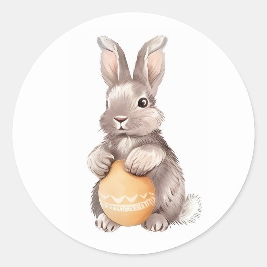 Sticker Rond Aquarelle Lapin de Pâques (Devant)