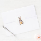 Sticker Rond Aquarelle Lapin de Pâques (Enveloppe)