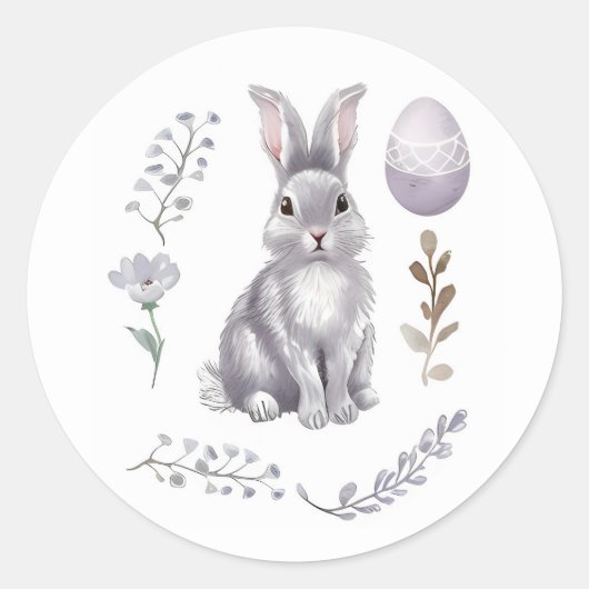 Sticker Rond Aquarelle Lapin de Pâques (Devant)
