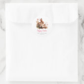 Sticker Rond Aquarelle Lapin Floral Pâques (Sac)