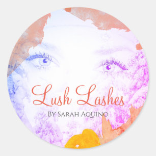 Sticker Rond Aquarelle Lash Extensions Beauté Business