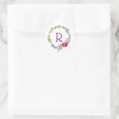 Sticker Rond Aquarelle Laurel et couronne de monogramme de fleu (Sac)