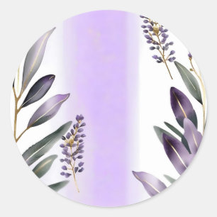 Sticker Rond Aquarelle Lavande et Eucalyptus