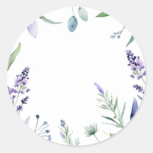 Sticker Rond Aquarelle Lavande Et Eucalyptus (Devant)