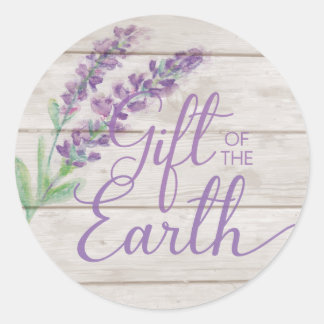Sticker Rond Aquarelle Lavande et huile essentielle de bois