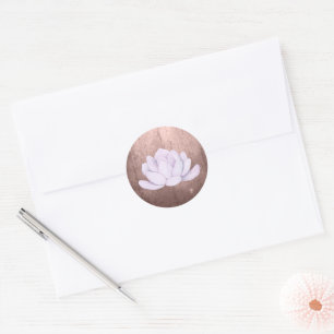 Sticker Rond Aquarelle Lavande Succulente, Peach Brown