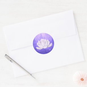Sticker Rond Aquarelle Lavande Succulente, violet
