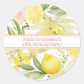 Sticker Rond Aquarelle Lemon Floral à thème Anniversaire (Devant)