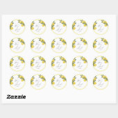 Sticker Rond Aquarelle Lemon Garden Mariage blanc (Feuille)