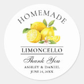 Sticker Rond Aquarelle Lemons Limoncello Mariage Merci (Devant)