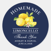 Sticker Rond Aquarelle Lemons Limoncello Merci bleu (Devant)