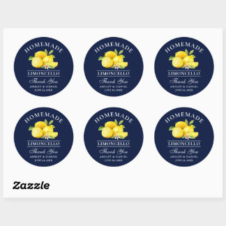 Sticker Rond Aquarelle Lemons Limoncello Merci bleu